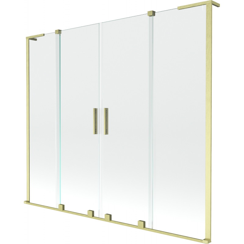 Mexen Velar L Duo paroi de baignoire à 2 battants coulissants 200 x 150 cm, transparent, doré brossé - 896-200-003-02-55