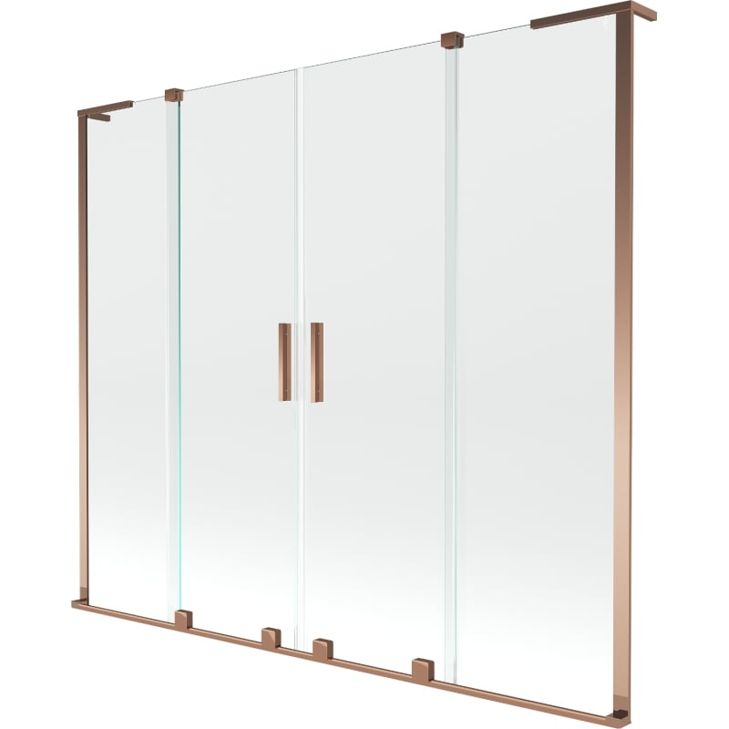 Mexen Velar L Duo pare-douche de baignoire à 2 volets coulissants 200 x 150 cm, transparent, or rose - 896-200-003-02-60