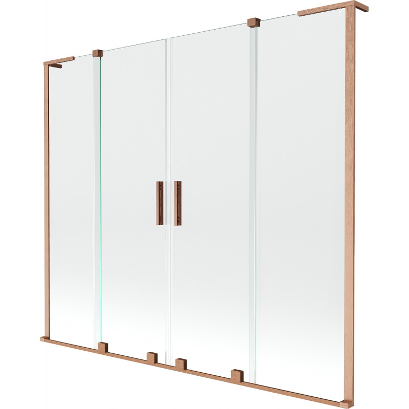 Mexen Velar L Duo pare-douche de bain coulissant à 2 panneaux 200 x 150 cm, transparent, cuivre brossé - 896-200-003-02-65