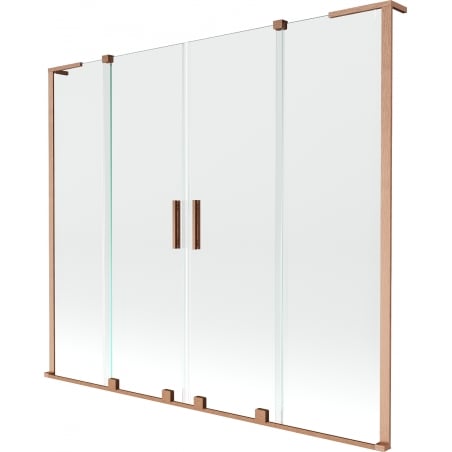 Mexen Velar L Duo pare-douche de bain coulissant à 2 panneaux 200 x 150 cm, transparent, cuivre brossé - 896-200-003-02-65