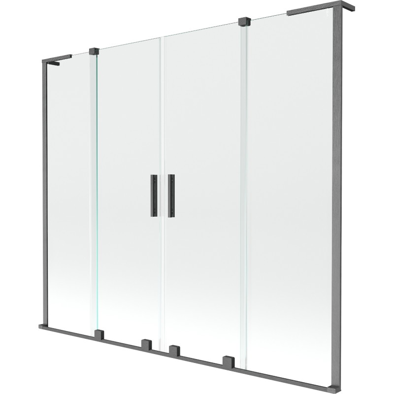 Mexen Velar L Duo paroi de baignoire coulissante à 2 ailes 200 x 150 cm, transparent, gris fusil brossé - 896-200-003-02-66