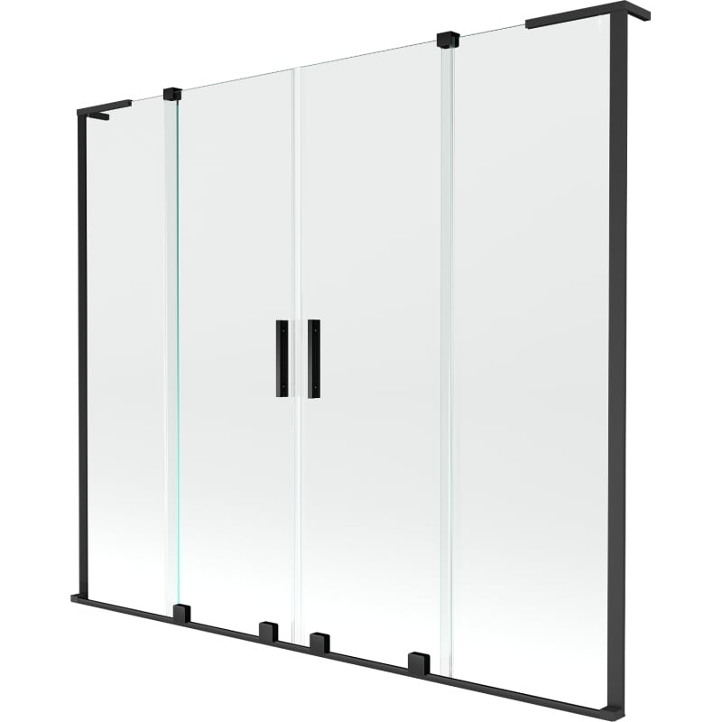 Mexen Velar L Duo paravent de baignoire coulissant à 2 panneaux 200 x 150 cm, transparent, noir - 896-200-003-02-70