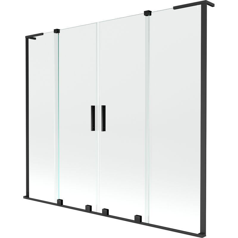 Mexen Velar L Duo pare-douche à 2 volets coulissants 200 x 150 cm, transparent, noir - 896-200-003-02-70