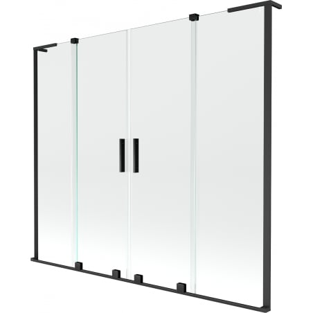 Mexen Velar L Duo paravent de baignoire coulissant à 2 panneaux 200 x 150 cm, transparent, noir - 896-200-003-02-70