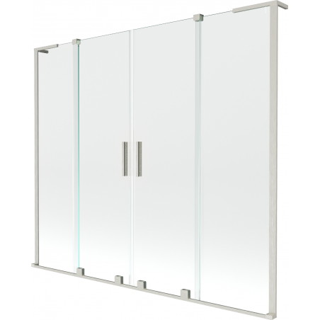Mexen Velar L Duo paroi de baignoire à 2 panneaux coulissants 200 x 150 cm, transparent, nickel brossé - 896-200-003-02-97