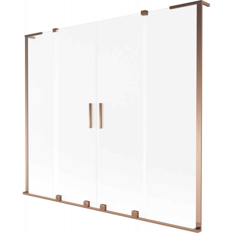 Mexen Velar L Duo paroi de baignoire 2 volets coulissants 200 x 150 cm, givre, or rose - 896-200-003-32-60