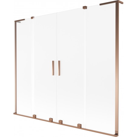 Mexen Velar L Duo paroi de baignoire 2 volets coulissants 200 x 150 cm, givre, or rose - 896-200-003-32-60