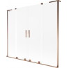 Mexen Velar L Duo paroi de baignoire 2 volets coulissants 200 x 150 cm, givre, or rose - 896-200-003-32-60