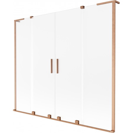Mexen Velar L Duo paroi de baignoire à 2 volets coulissants 200 x 150 cm, givre, cuivre brossé - 896-200-003-32-65