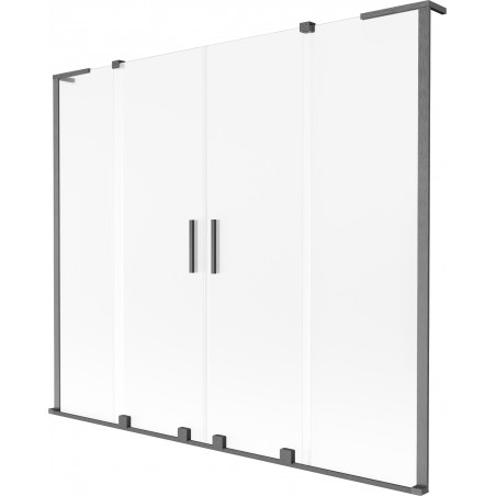 Mexen Velar L Duo paravent de baignoire 2 volets coulissants 200 x 150 cm, givré, gris métallisé brossé - 896-200-003-32-66