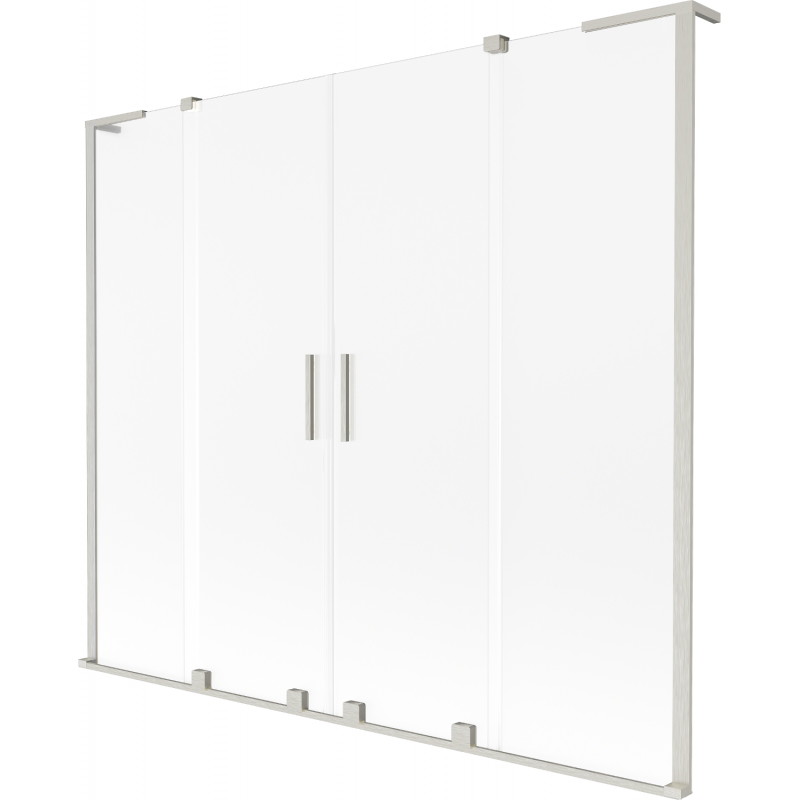 Mexen Velar L Duo pare-baignoire à 2 volets coulissants 200 x 150 cm, givre, nickel brossé - 896-200-003-32-97