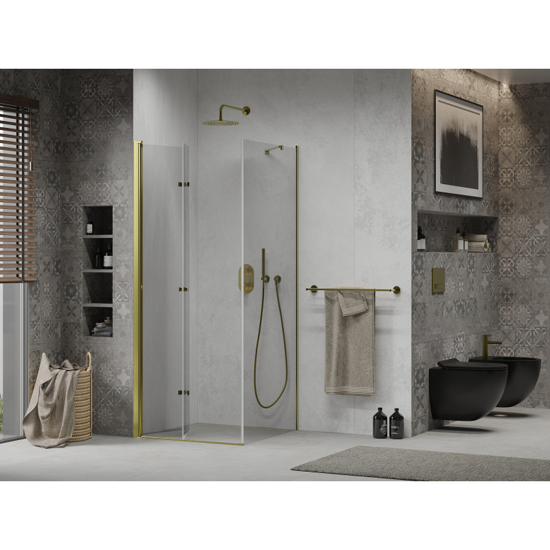 Mexen Lima cabine de douche pliante 100 x 100 cm, transparente, dorée - 856-100-100-50-00