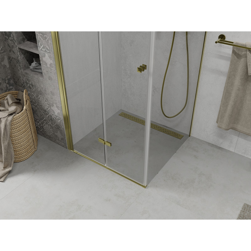 Mexen Lima cabine de douche pliante 100 x 100 cm, transparente, dorée - 856-100-100-50-00