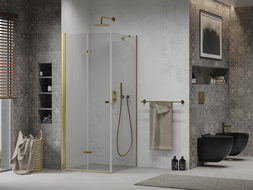 Mexen Lima cabine de douche pliante 100 x 100 cm, transparent, or - 856-100-100-50-00