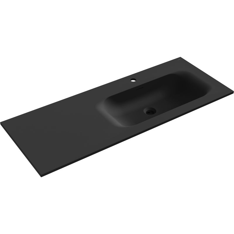 Mexen Vela lavabo encastré droit 121 x 46,5 cm, noir mat - 25231271P