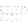 Mexen Vela lavabo encastré double 121 x 46,5 cm, blanc brillant - 25231200D