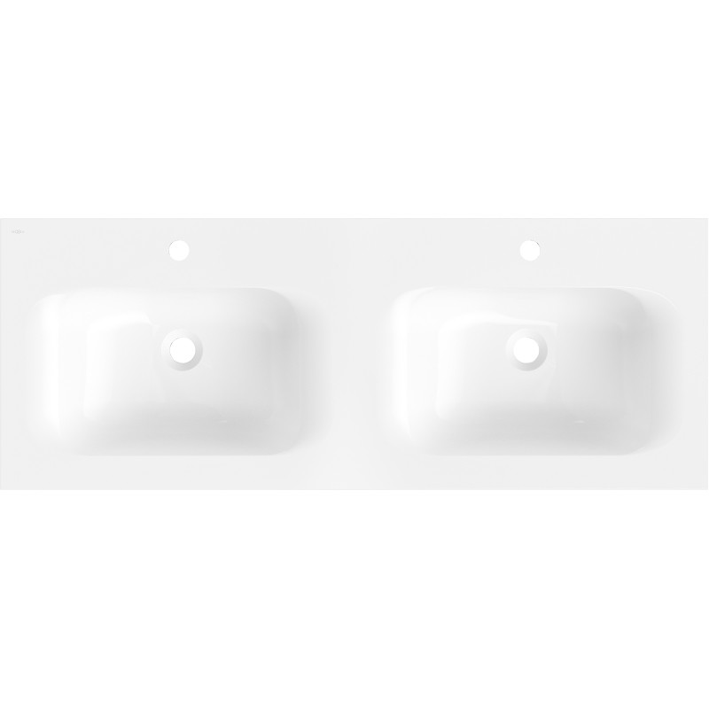 Mexen Vela lavabo encastré double 121 x 46,5 cm, blanc brillant - 25231200D