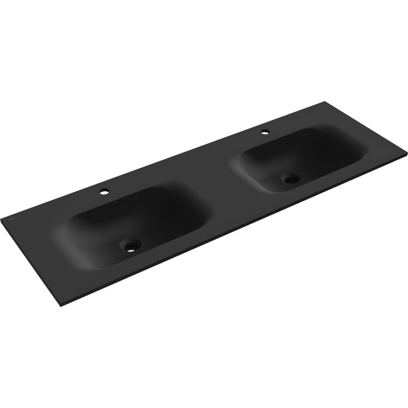 Mexen Vela lavabo intégré double 141 x 46,5 cm, noir mat - 25231471D