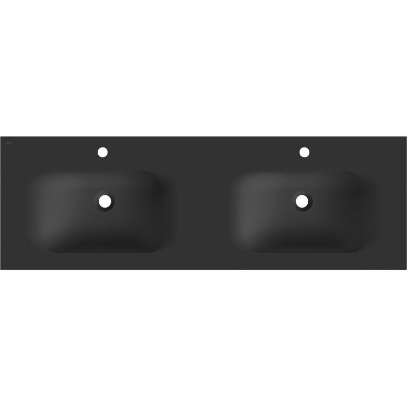 Mexen Vela lavabo encastré double 141 x 46,5 cm, noir mat - 25231471D