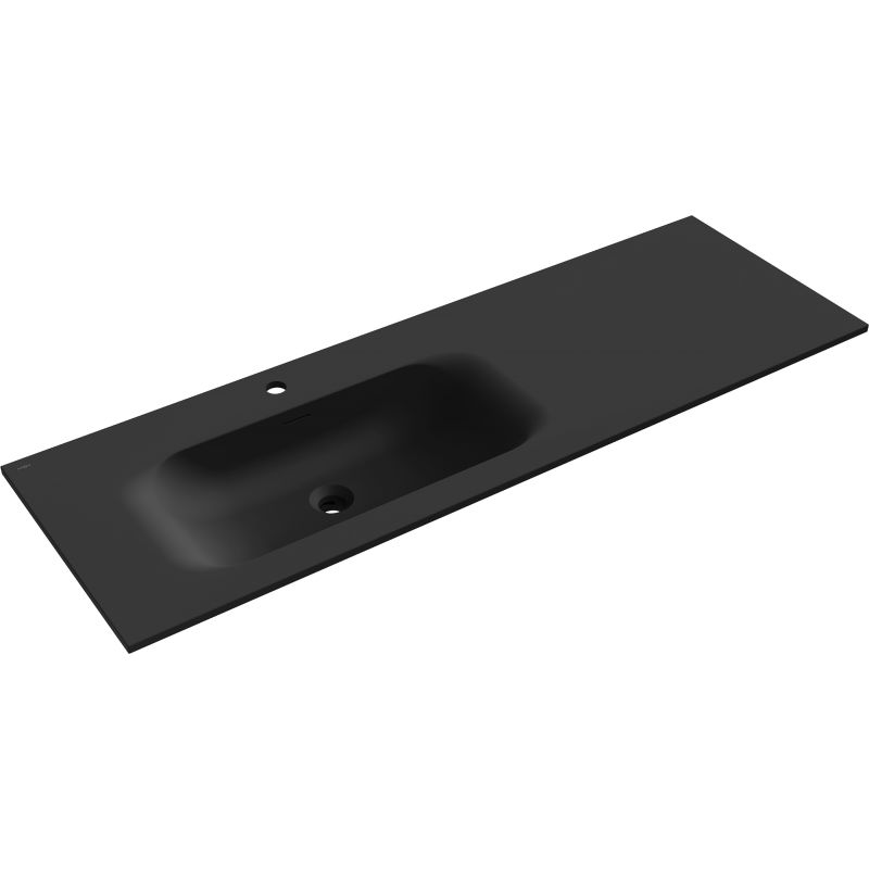 Mexen Vela lavabo encastré à gauche 141 x 46,5 cm, noir mat - 25231471L