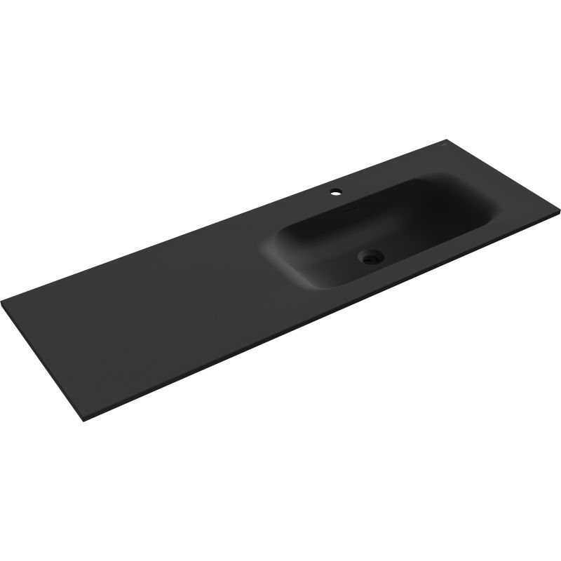 Mexen Vela lavabo encastré à droite 141 x 46,5 cm, noir mat - 25231471P