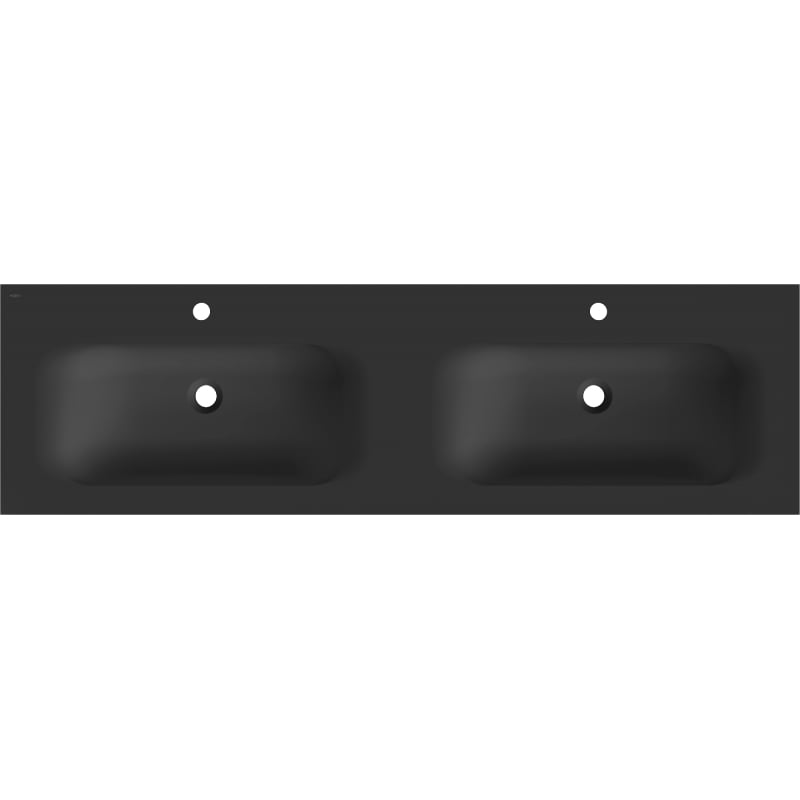 Mexen Vela lavabo encastré sous plan double 161 x 46,5 cm, noir mat - 25231671D