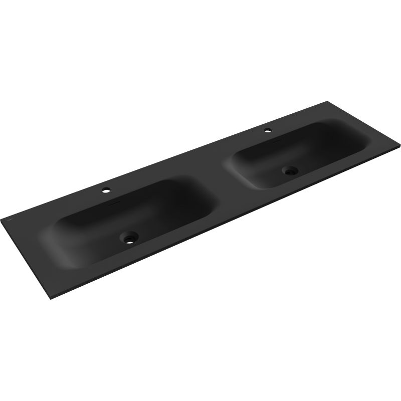 Mexen Vela lavabo encastré sous plan double 161 x 46,5 cm, noir mat - 25231671D