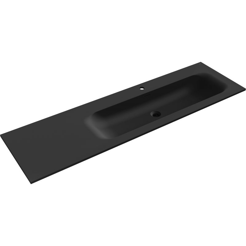 Mexen Vela lavabo encastré à droite 161 x 46,5 cm, noir mat - 25231671P