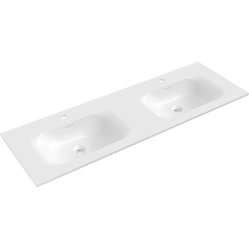 Mexen Vela lavabo à poser double 141 x 46,5 cm, blanc brillant - 25231400D