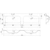Mexen Vela lavabo encastré dans le plan de travail double 161 x 46,5 cm, blanc mat - 25231601D
