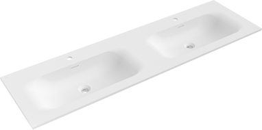 Mexen Vela lavabo encastré dans le plan de travail double 161 x 46,5 cm, blanc mat - 25231601D