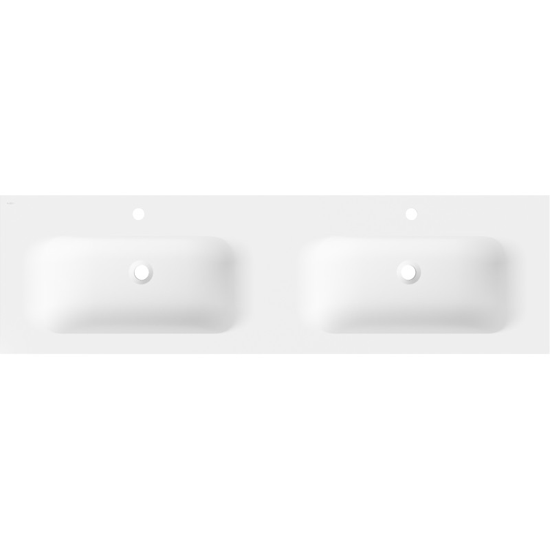 Mexen Vela lavabo encastré dans le plan de travail double 161 x 46,5 cm, blanc mat - 25231601D