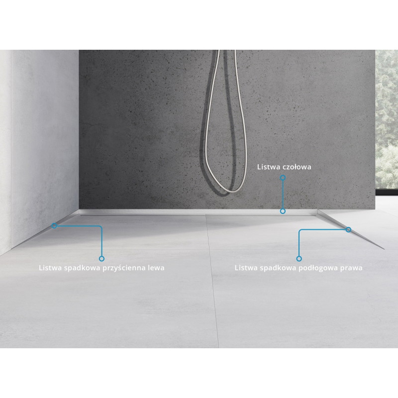 Mexen Line-B plinthe à pente pour sol 120 cm droite, inox - 181001120R