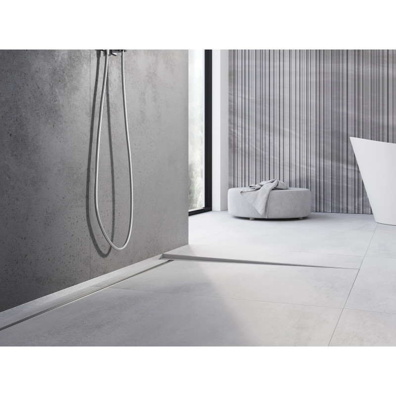 Mexen Line-B plinthe à pente pour sol 120 cm droite, inox - 181001120R