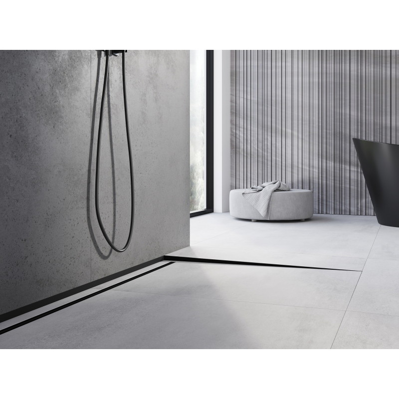 Mexen Line-B plinthe de sol en pente 120 cm droite, noire - 187001120R