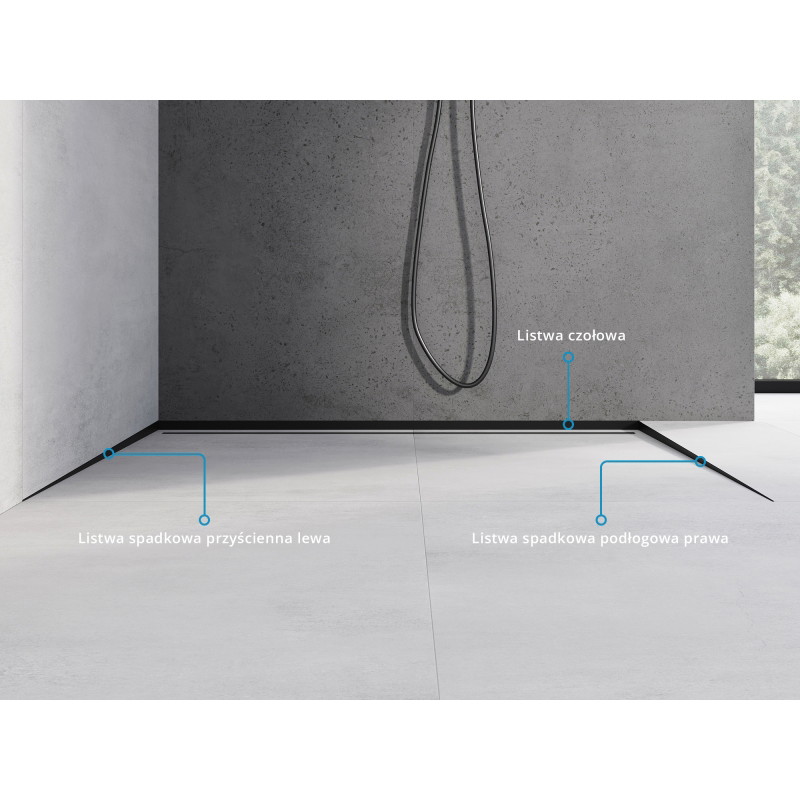 Mexen Line-B barre de douche au sol 120 cm droite, noire - 187001120R