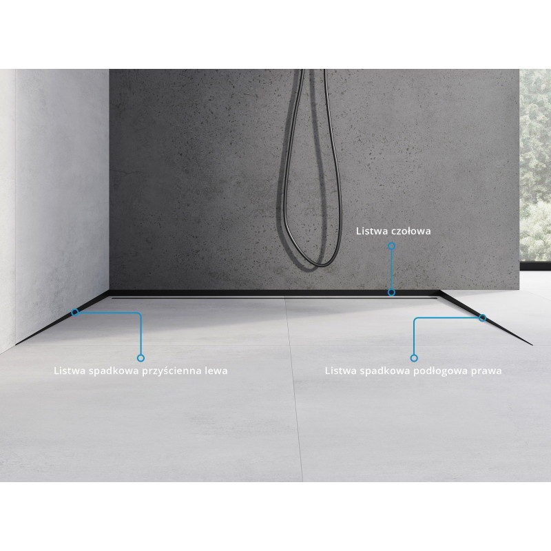 Mexen Line-B plinthe de sol en pente 120 cm droite, noire - 187001120R