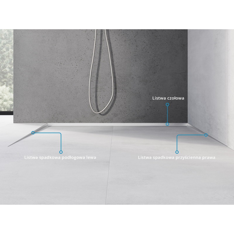 Mexen Line-B plinthe de pente au sol 180 cm gauche, inox - 181001180L