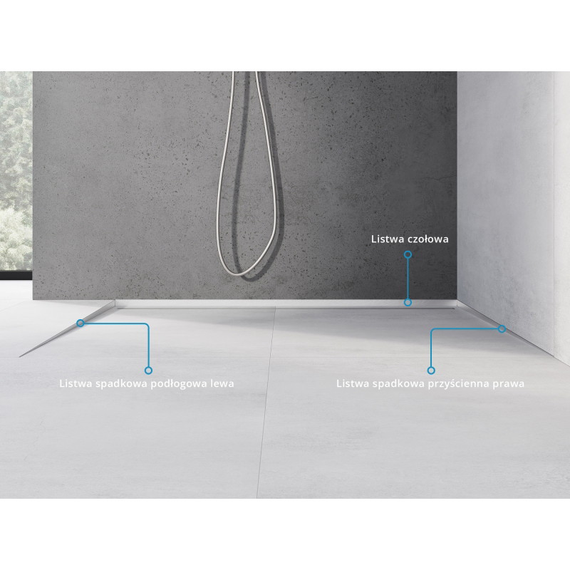 Mexen Line-B plinthe de sol en pente 180 cm gauche, inox - 181001180L