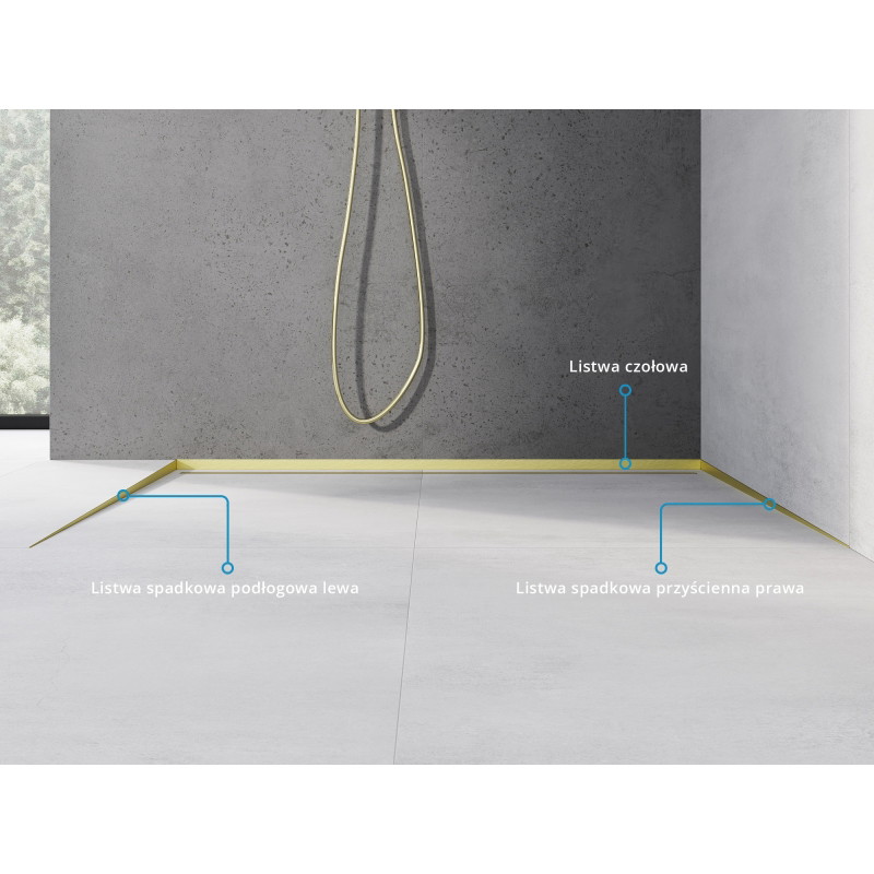 Mexen Line-B barre de seuil de sol 180 cm gauche, or brossé - 185501180L