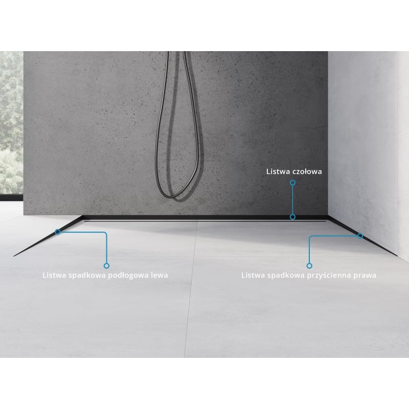 Mexen Line-B plinthe de sol inclinée 180 cm gauche, noire - 187001180L