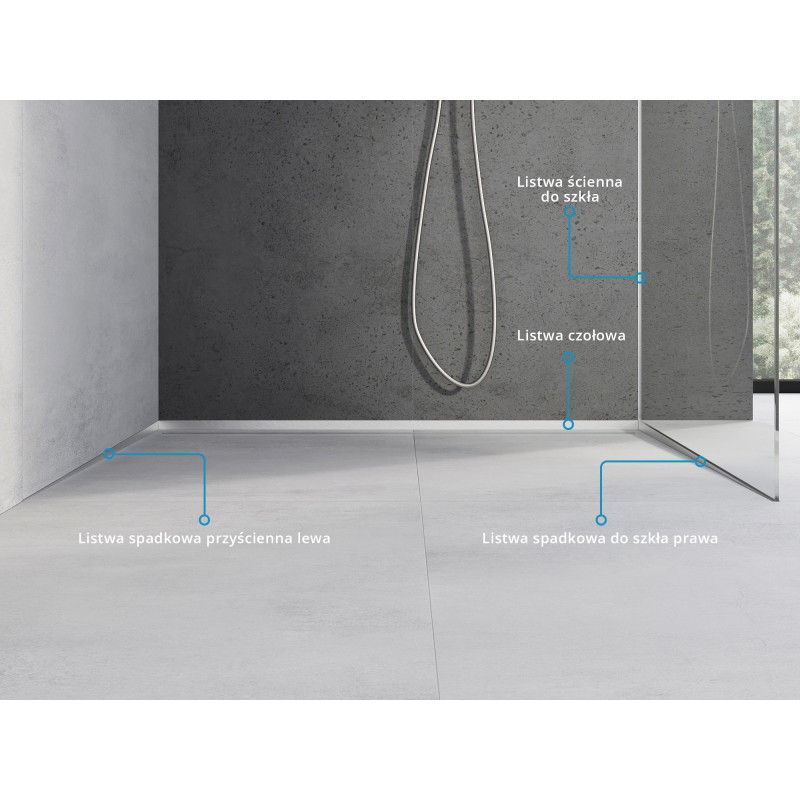 Mexen Line-B bande de pente murale 120 cm gauche, inox - 181002120L