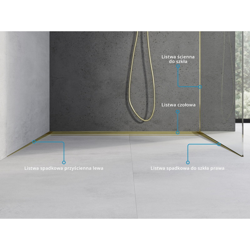 Mexen Line-B listel mural en pente 120 cm gauche, doré - 185002120L