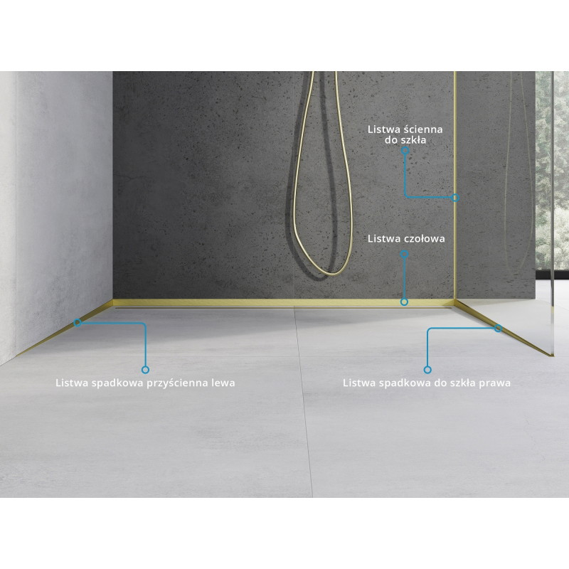 Mexen Line-B listel mural incliné 180 cm gauche, or brossé - 185502180L