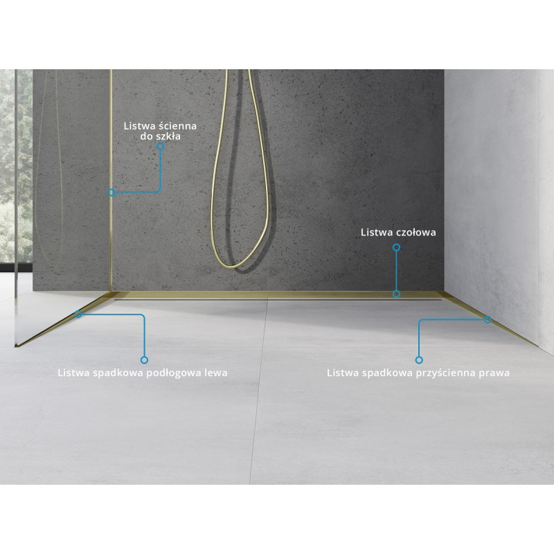 Mexen Line-B liste d'écoulement murale 180 cm droite, dorée - 185002180R