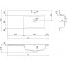 Mexen Otis lavabo encastré dans le plan droit 91 x 46,5 cm, blanc mat - 25189001P
