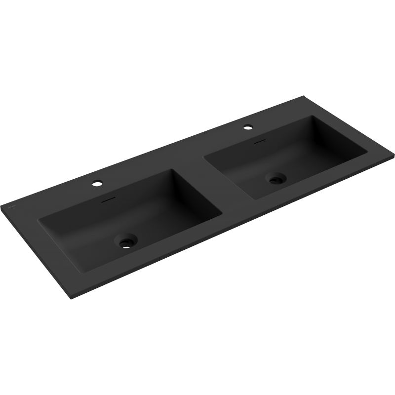 Mexen Otis lavabo encastré double 121 x 46,5 cm, noir mat - 25181271D