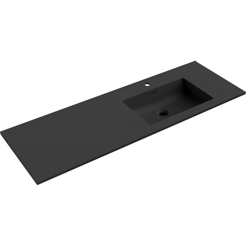 Mexen Otis lavabo encastré à droite 141 x 46,5 cm, noir mat - 25181471P