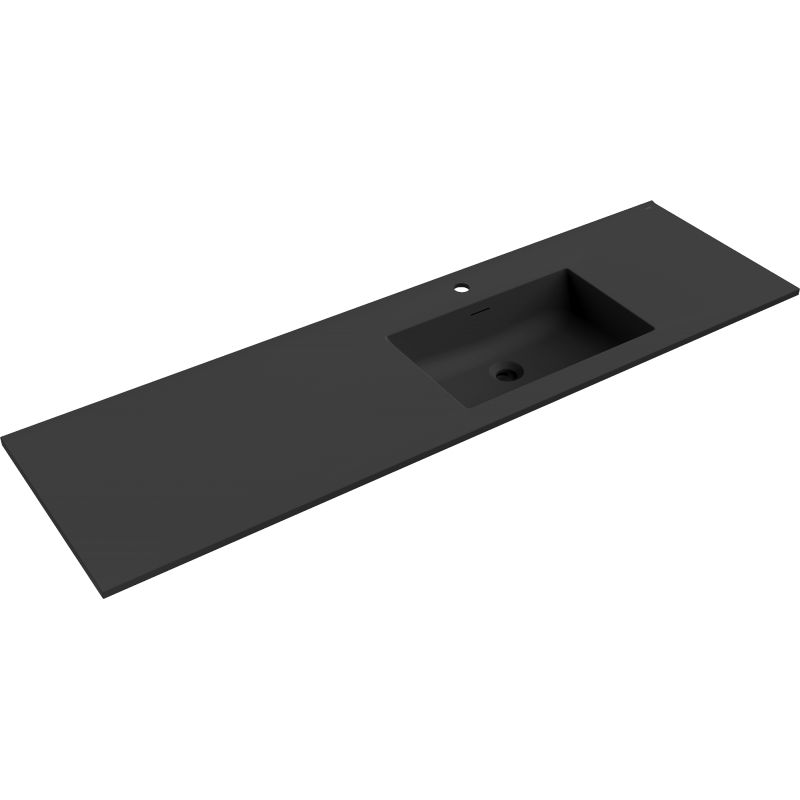 Mexen Otis lavabo encastré à droite 161 x 46,5 cm, noir mat - 25181671P
