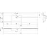 Mexen Otis lavabo encastré à gauche 161 x 46,5 cm, blanc brillant - 25181600L